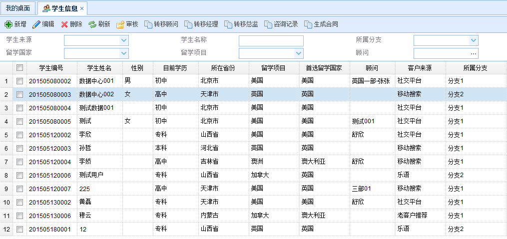留学学生信息管理
